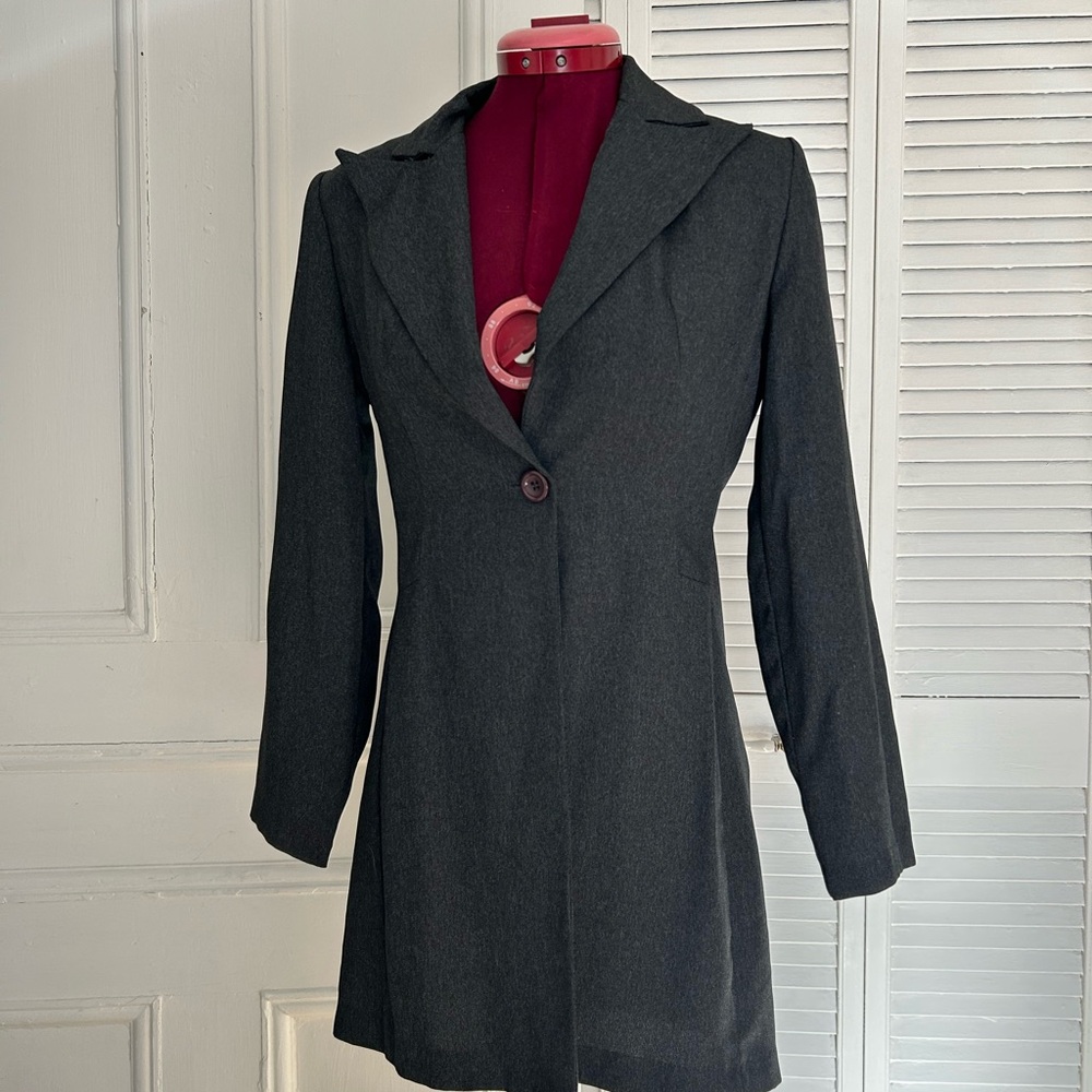 Long and Elegant Charcoal Women's Blazer